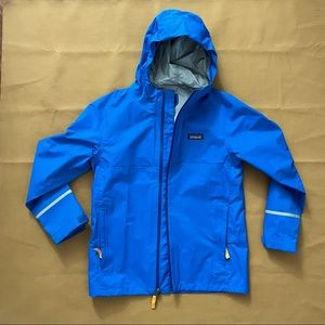 Kids Bright Blue Patagonia Rain Jacket Youth Size L (12)